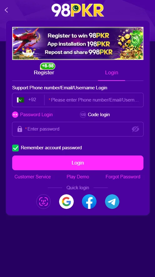 98 PKR Game Login